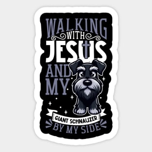 Jesus and dog - Giant Schnauzer Sticker